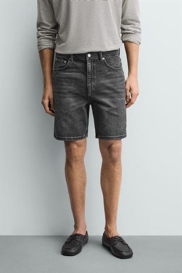 برمودا DENIM بقصة عادية - فحمي الخاص بـ Zara