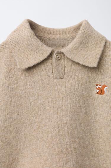 EMBROIDERED SOFT TOUCH KNIT POLO SHIRT - Sand by Zara - Image 2