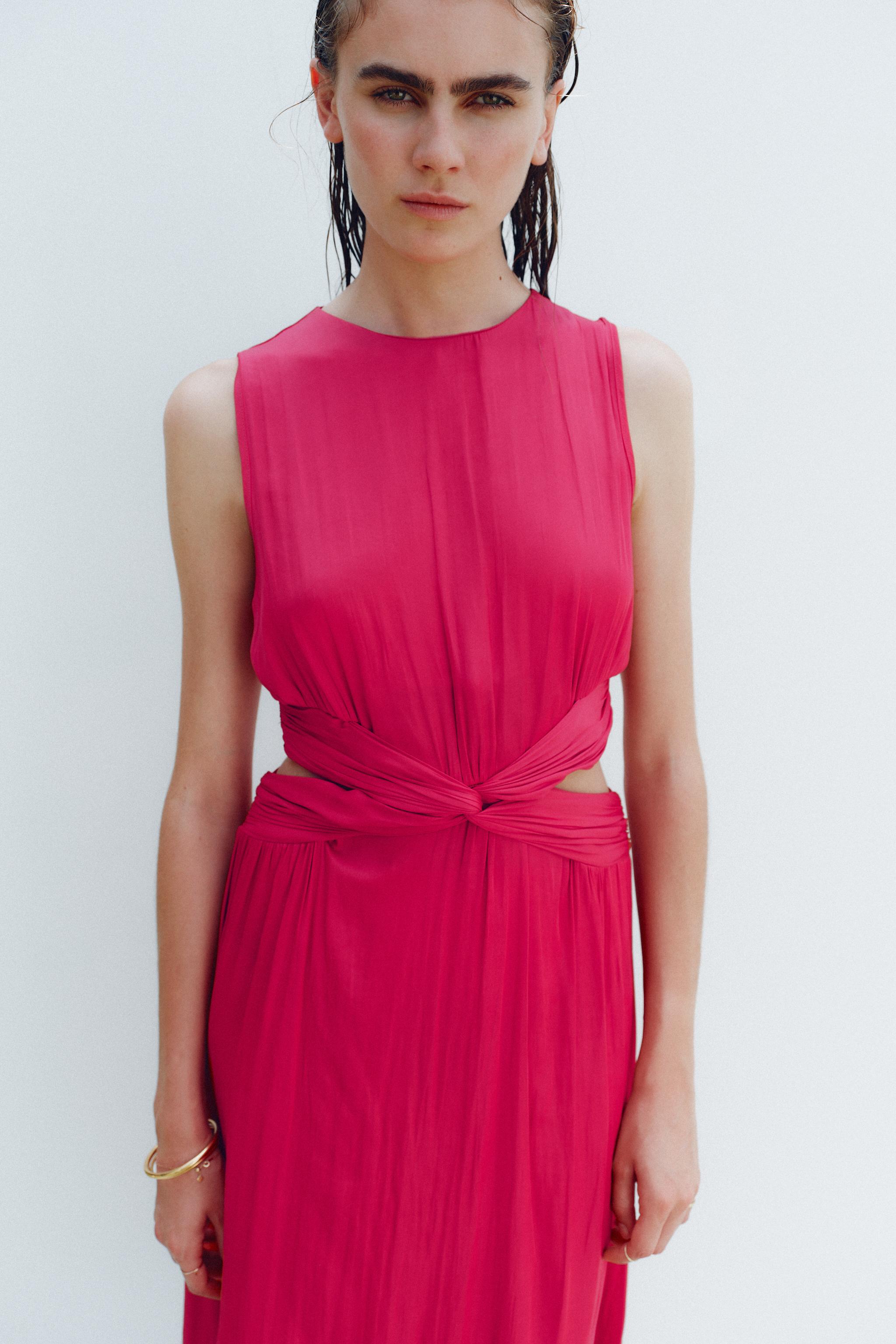 ROBE MIDI SATINÉE AJOURÉE