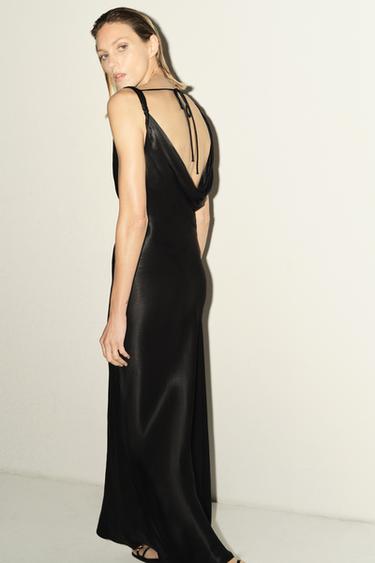 ROBE LONGUE SATINÉE ZW COLLECTION - Noir de Zara