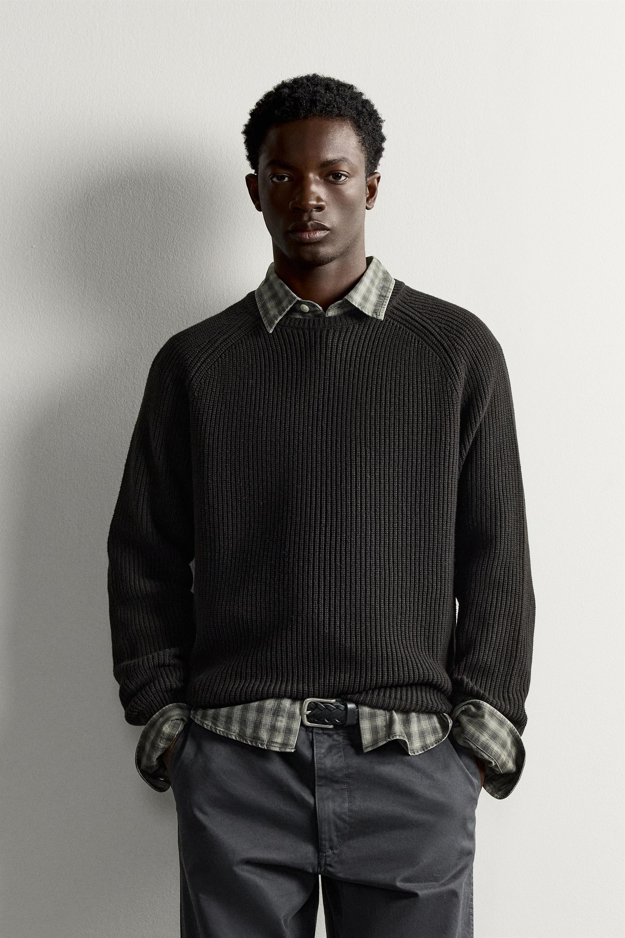 PULL EN MAILLE PERLÉE COTON-LAINE