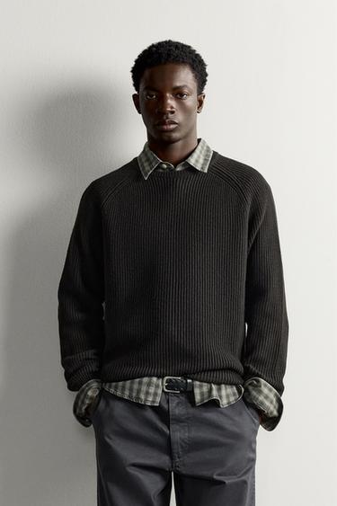 COTTON-WOOL PURL KNIT JUMPER — Chocolate 2