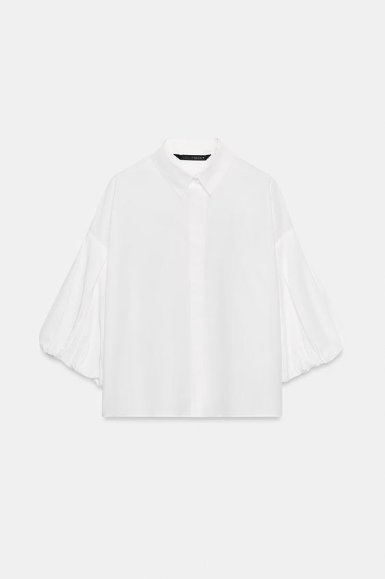 BALLOON SLEEVE SHIRT - White by Zara - Image 0