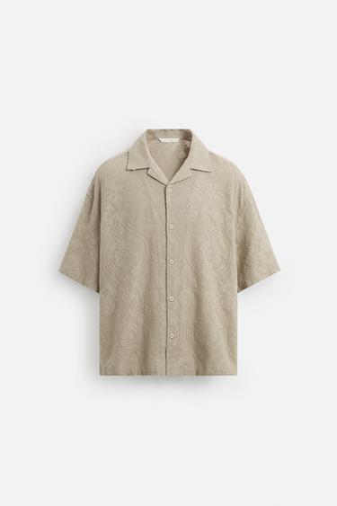 GEOMETRIC JACQUARD SHIRT - Taupe grey by Zara - Image 6