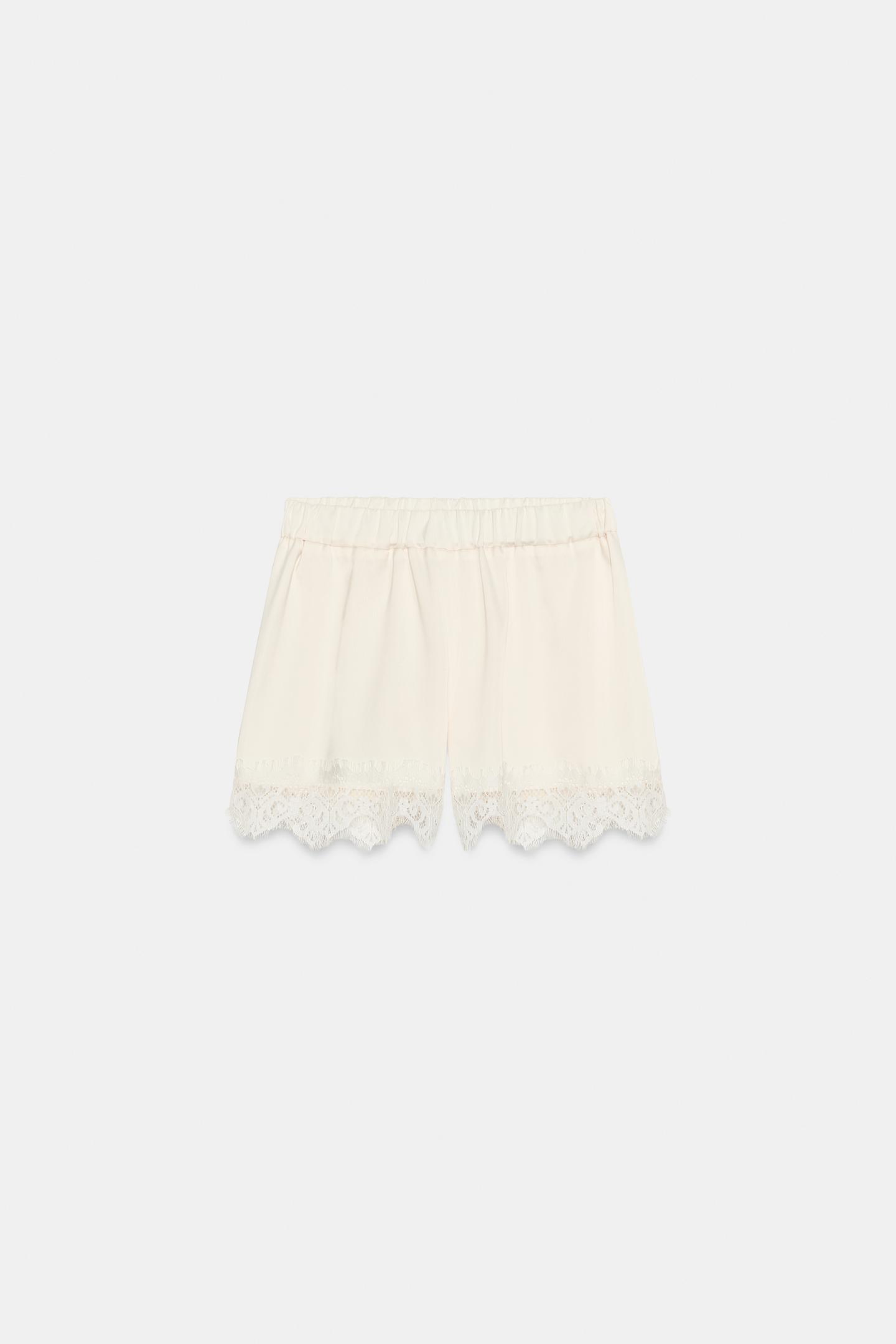 Женские шорты Zara Satin Lace, цвет: Экрю — фото 6