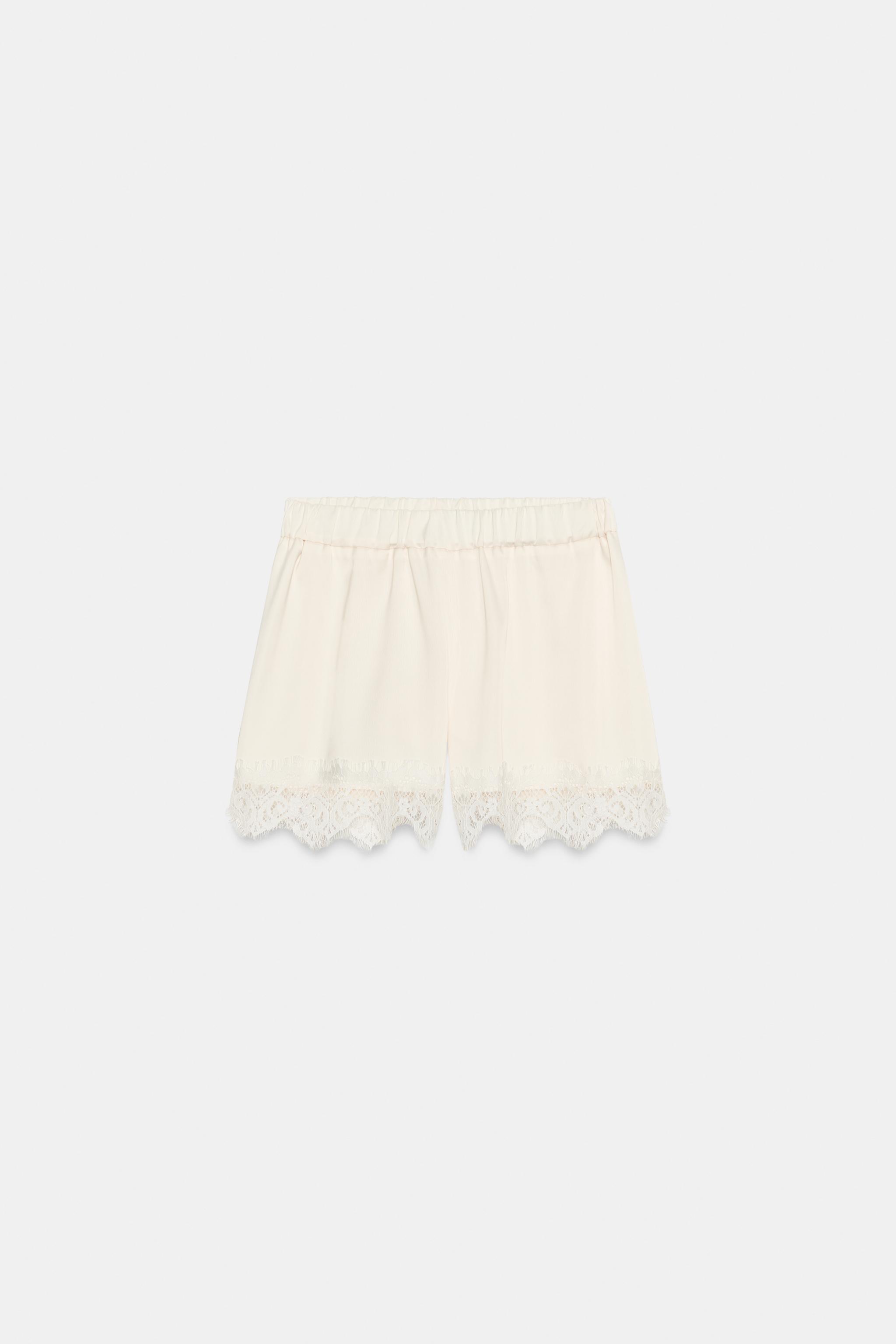 Женские шорты Zara SATIN LACE SHORTS — фото 6
