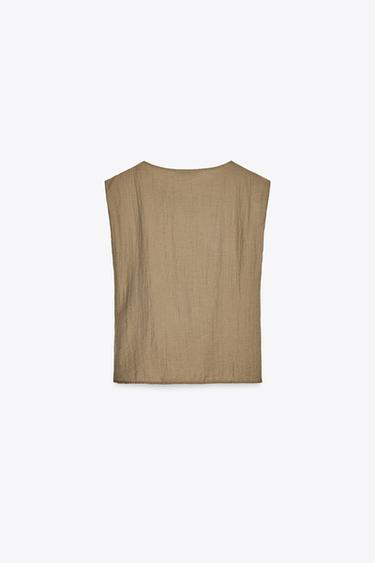 BLOUSE SANS MANCHES - Kaki foncé de Zara - Image 8