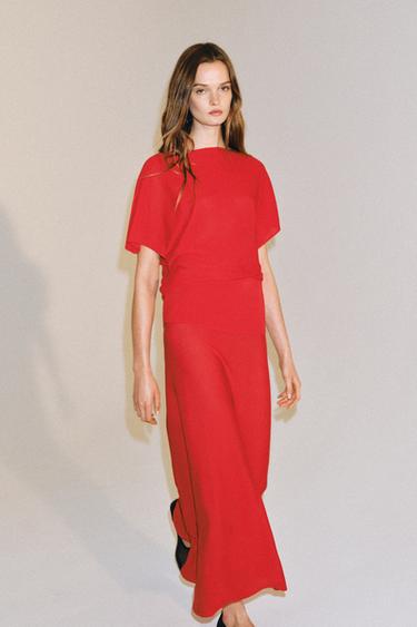 LONG KNIT SKIRT - Mid-red by Zara