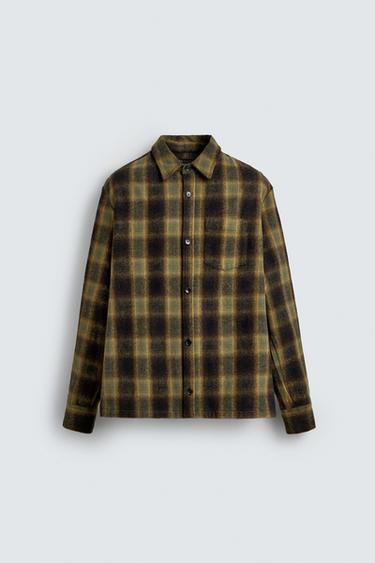 CHECK RELAXED FIT OVERSHIRT - Brown / Green by Zara