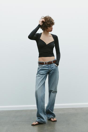 POLYAMIDE DRAPED TOP - Black by Zara - Image 0