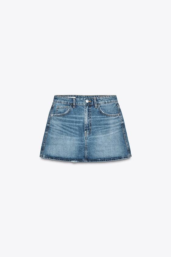 Falda Short Zara Denim Falda Corta De Jean Recta De Zara De