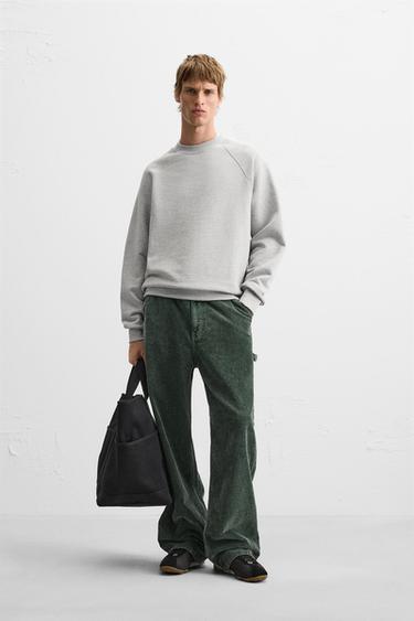 CORDUROY CARPENTER TROUSERS - Dark bottle green by Zara - Image 0