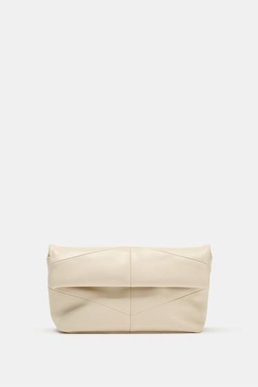 Zara QUILTED EFFECT HANDBAG - Ecru