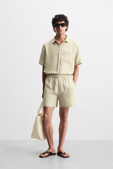 100% LINEN SHIRT - Light beige by Zara - Image 0