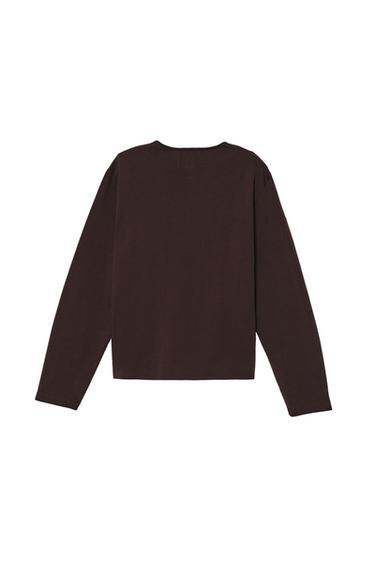 T-SHIRT REGULAR FIT COL TUNISIEN - Marron de Zara - Image 3