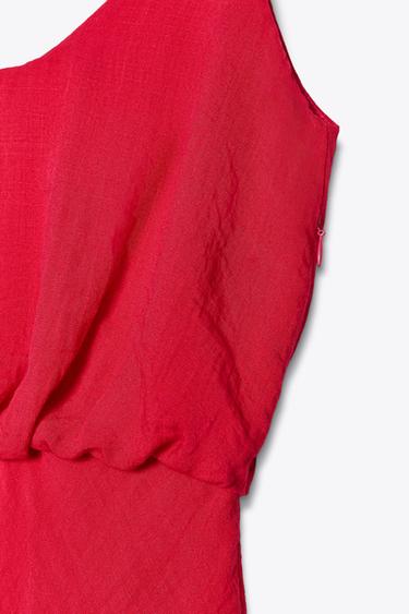 MIDI DRESS WITH GATHERED WAIST - Fuchsia by Zara - Image 9