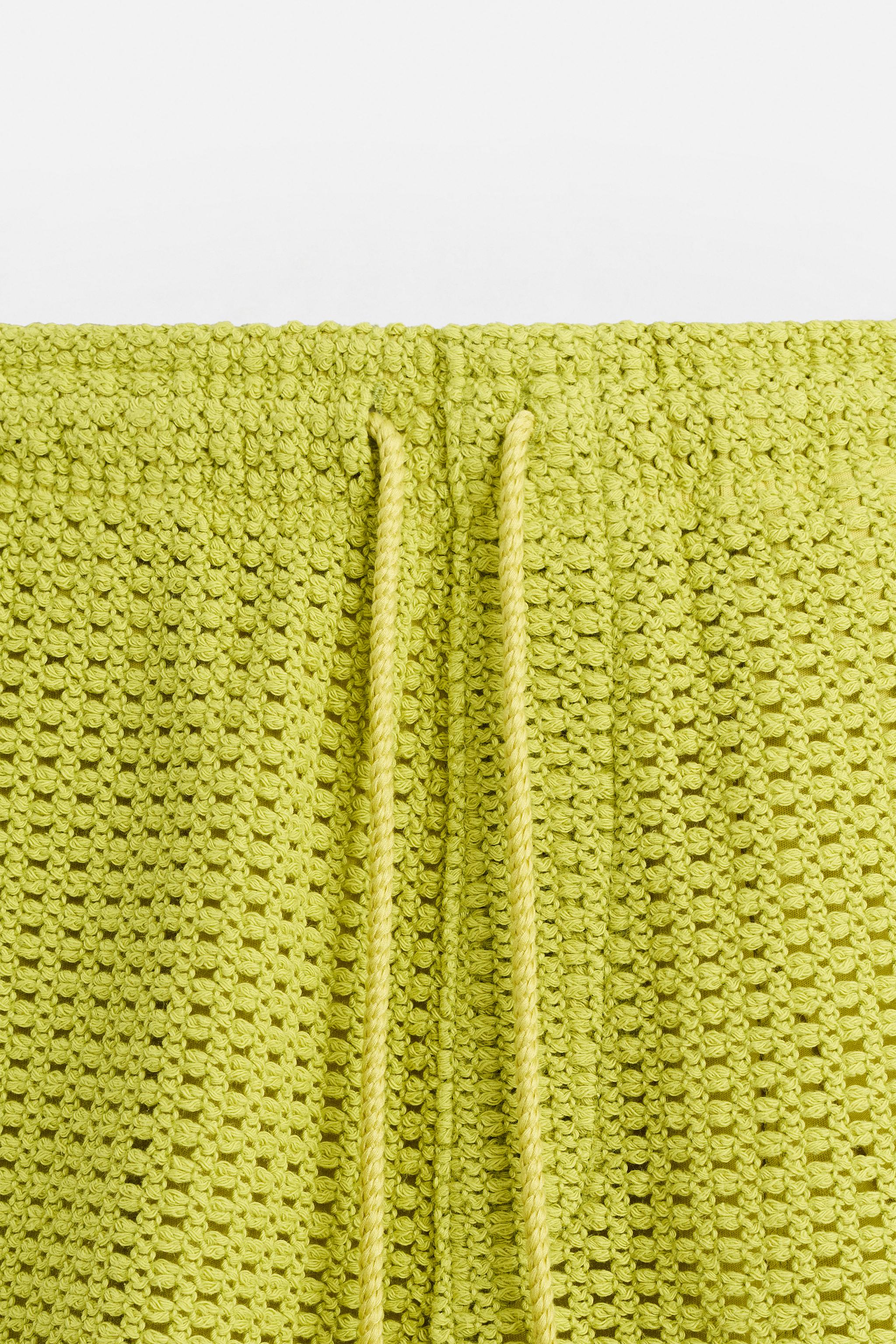 TEXTURED SHORTS WITH OPENWORK DETAIL