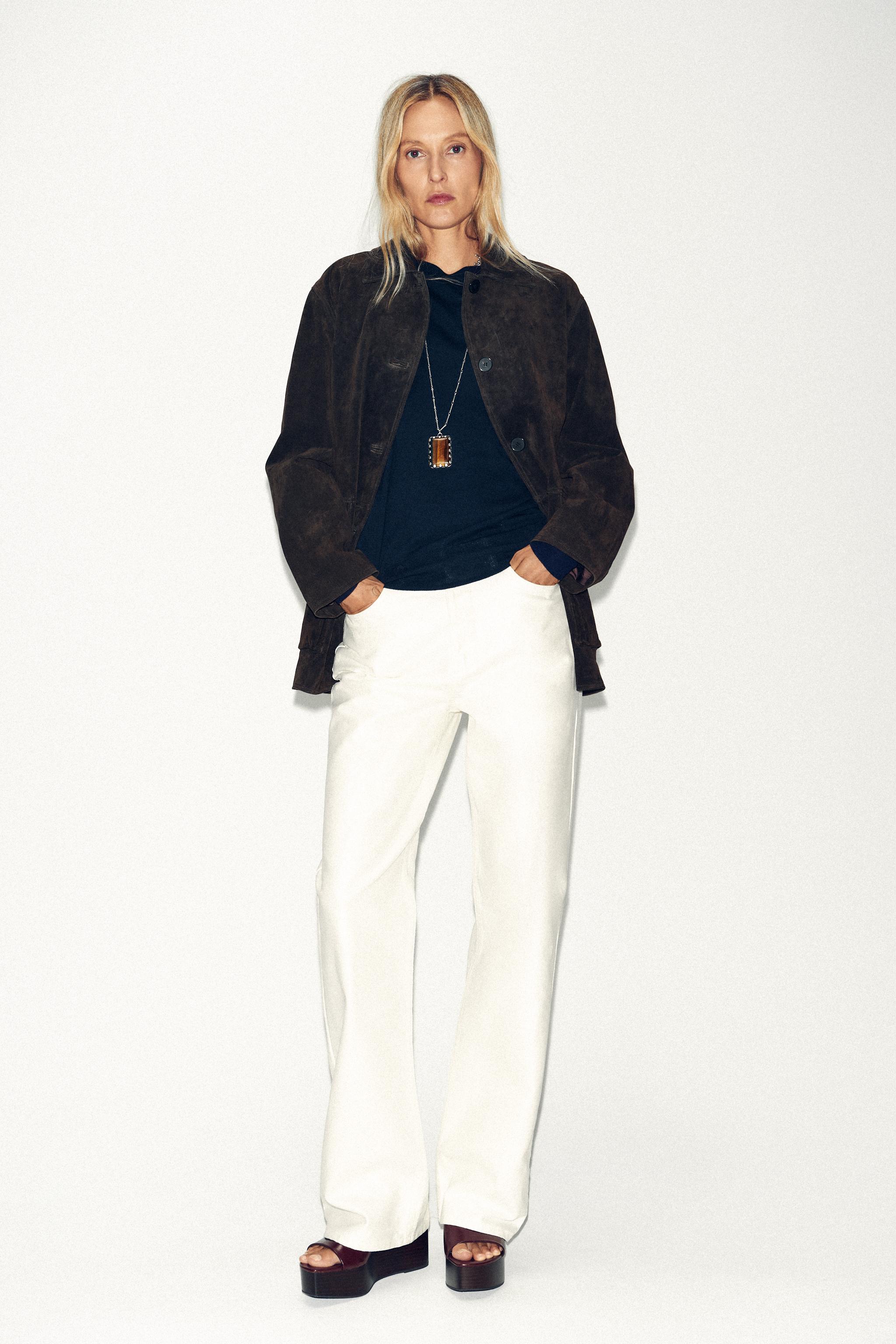100% スエードレザージャケット - ダークカーキ | ZARA Japan / 日本