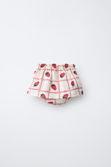 CULOTTE JUPE BRODÉE FRAISES CASA LAWA X ZARA KIDS - Écru de Zara - Image 1