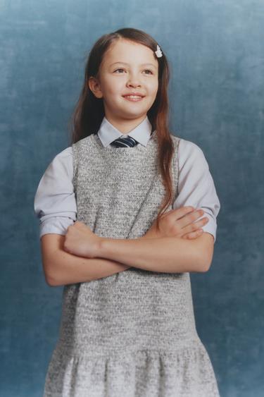 テクスチャーワンピース青色/白色Zaraのテクスチャーワンピース - 青色/白色 