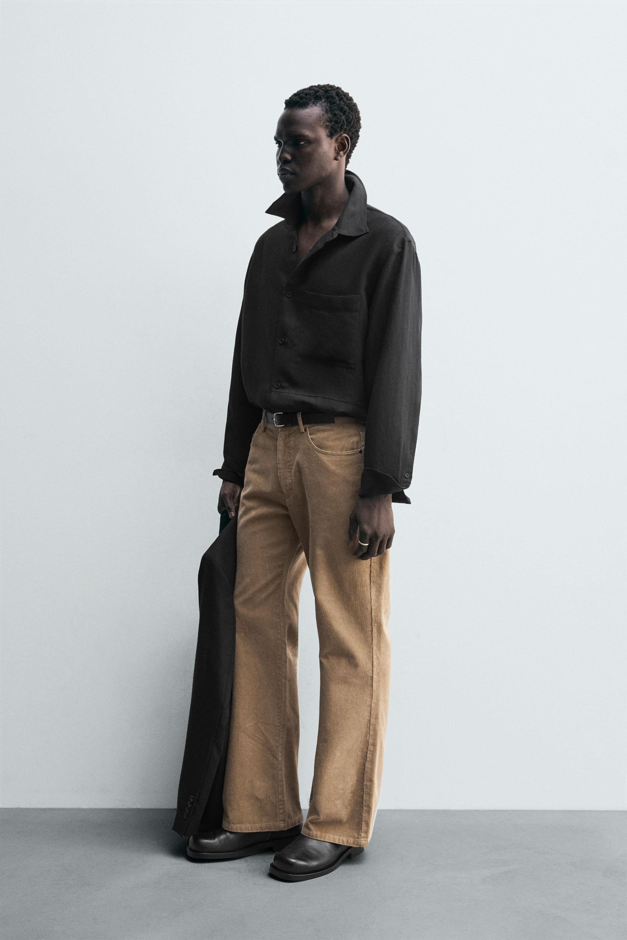 ストライプ柄フレアシャツ - ブラック | ZARA Japan / 日本