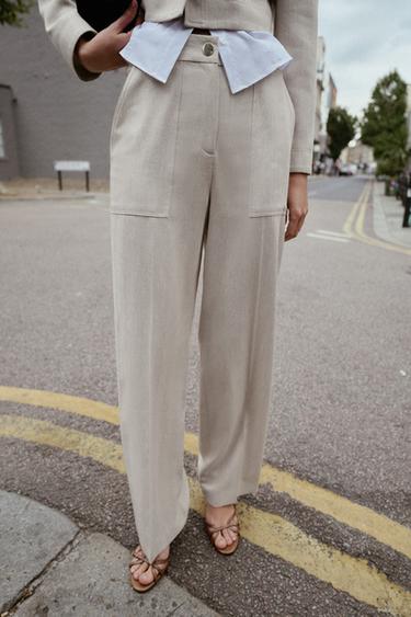 PANTALON DROIT SURPIQÛRES - Sable de Zara - Image 2