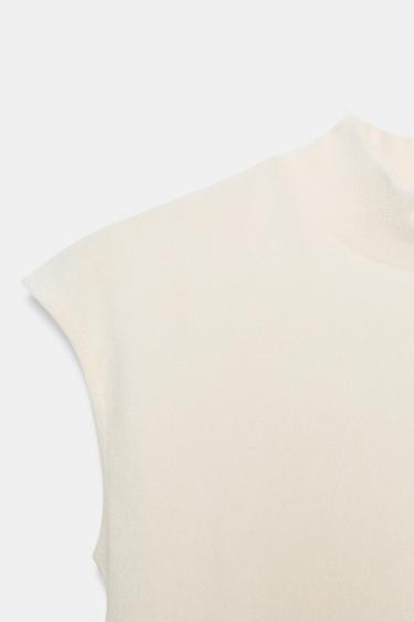 SOFT HIGH NECK TOP - Oyster-white by Zara - Image 7
