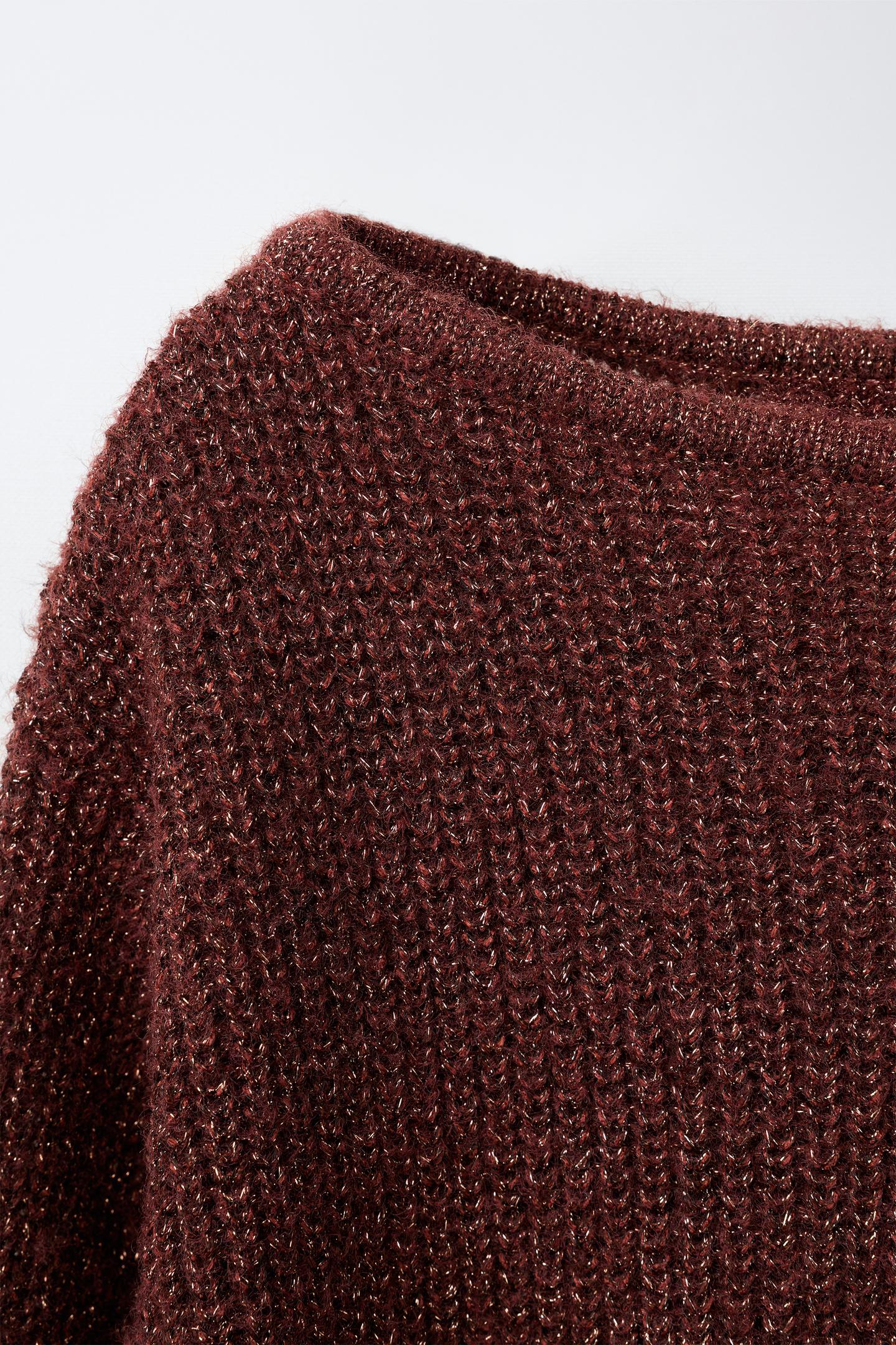 Детский свитер Zara Metallic Knit Jumper with Scarf, цвет: Dark Russet — фото 4