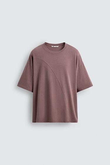 CAMISETA LAVADA COSTURAS - Malva de Zara - Imagen 0