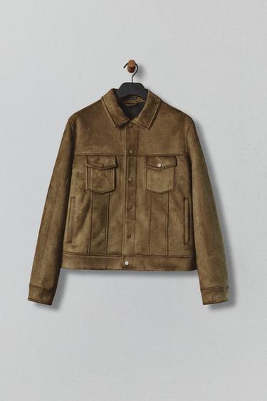JAQUETA EFEITO SUEDE REGULAR FIT - castanho da Zara