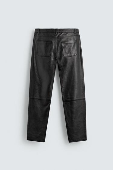 LEATHER SLIM FIT TROUSERS - Black by Zara - Image 7