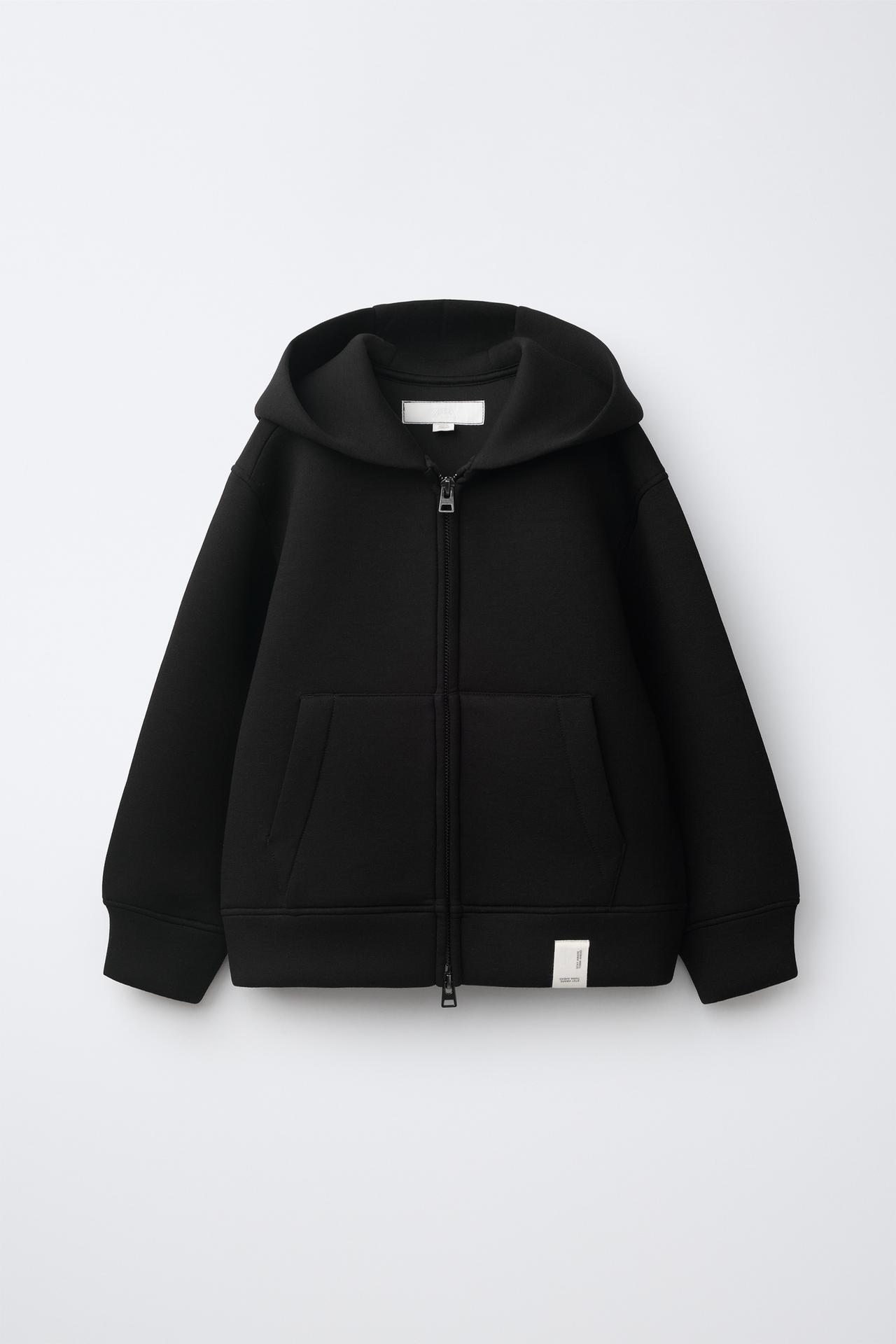 NEOPRENE ZIP-UP HOODIE — Black