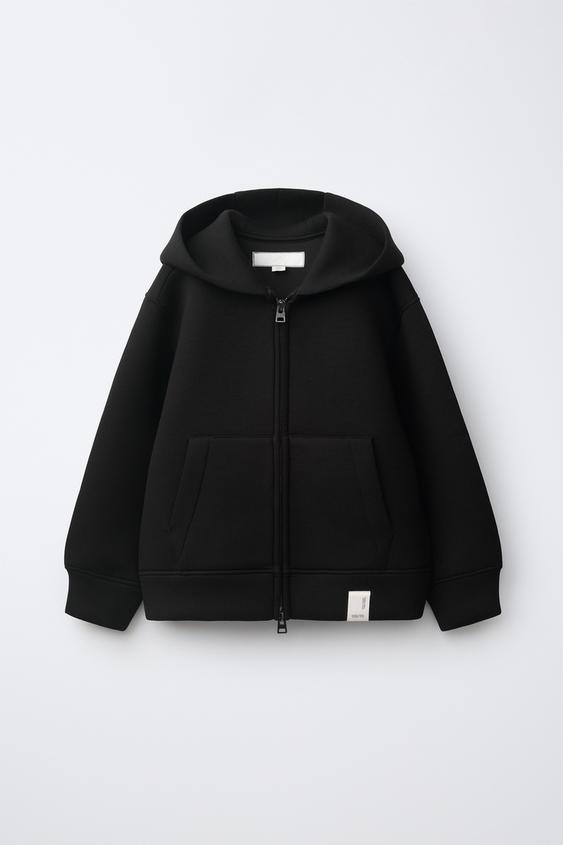 SUDADERA CREMALLERA CAPUCHA NEOPRENO - Negro de Zara - Imagen 0