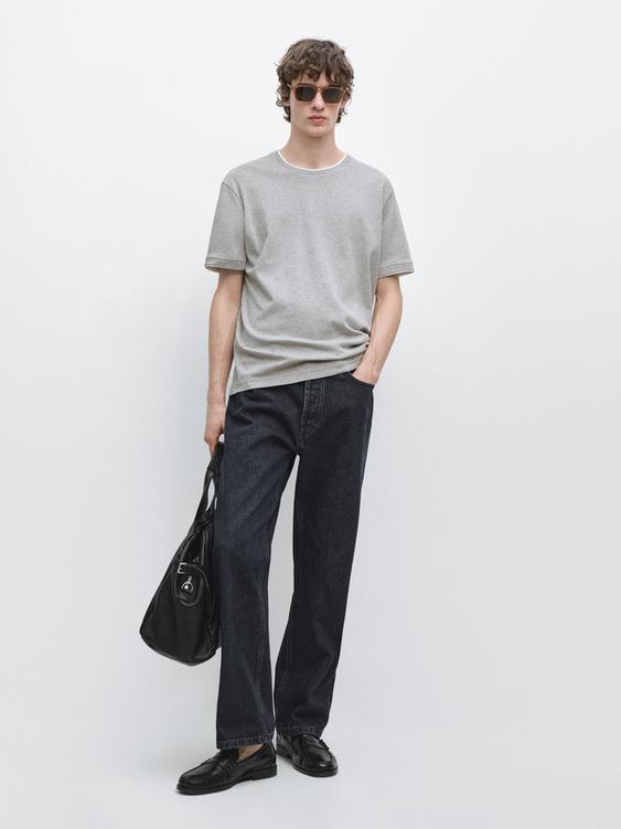 100% cotton T-shirt with contrast detail from Zara - $70