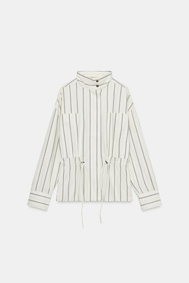 CHEMISE PYJAMA RAYURES POCHES - Écru / Bleu de Zara - Image 2