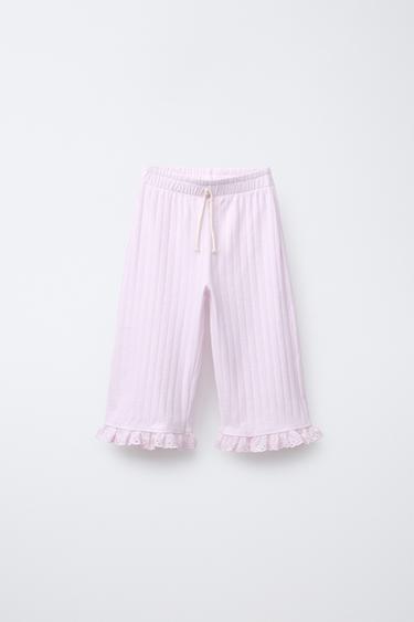 SWISS EMBROIDERY JACQUARD TROUSERS - Pink / Mauve by Zara