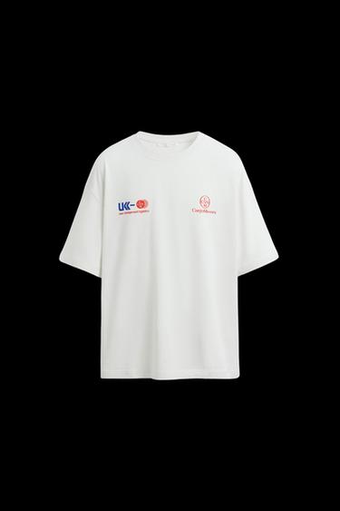 COMBINED PRINT T-SHIRT - Oyster-white by Zara
