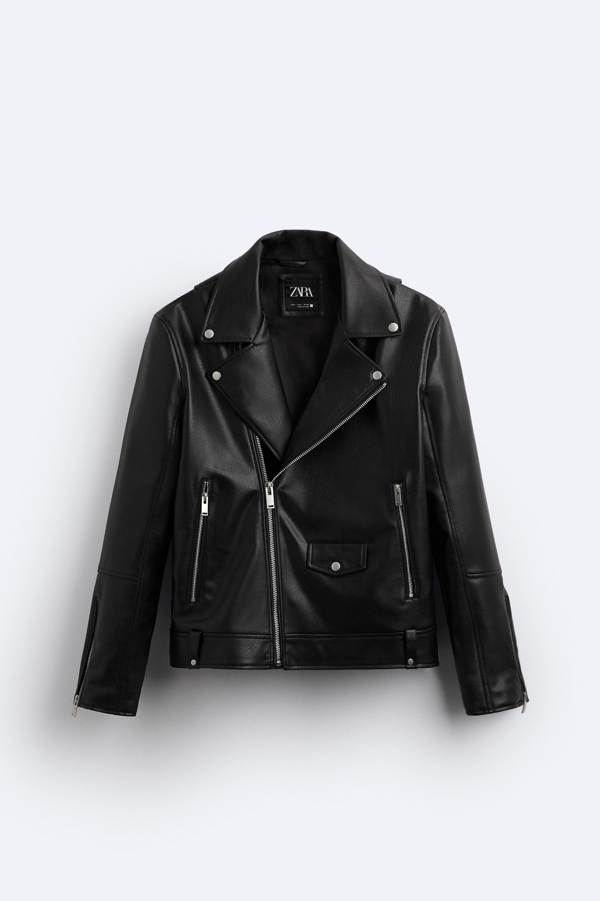 Zara faux 2025 leather jacket womens