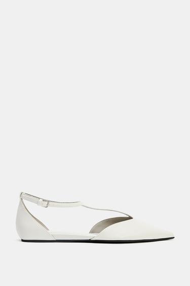 Zara ANKLE STRAP FLAT SHOES - Off White - Image 0