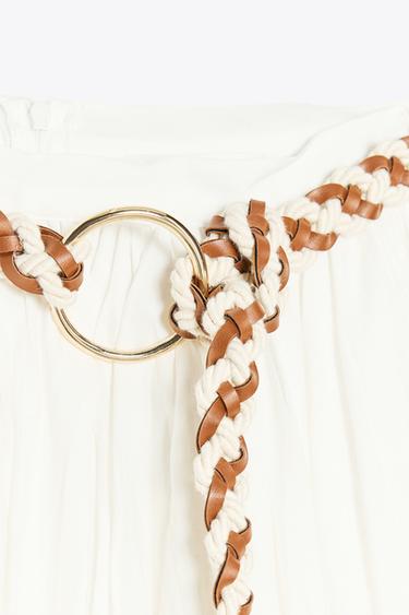 BRAIDED BELT MIDI SKIRT - White by Zara - Image 9