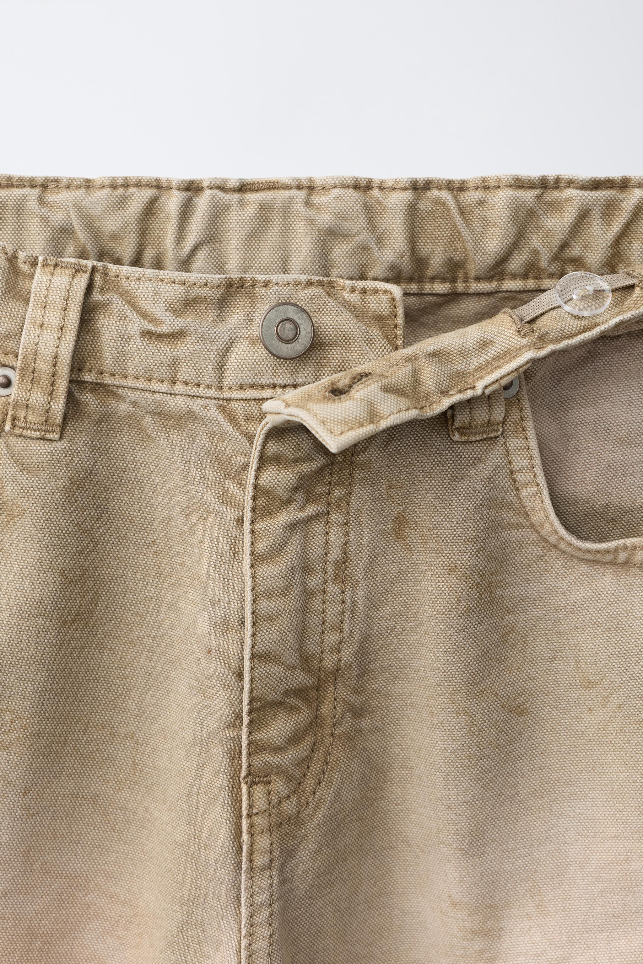 Детские джинсы Zara CANVAS WIDE LEG PANTS — фото 3