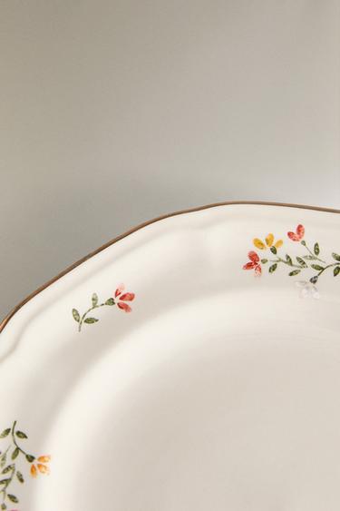 PORCELAIN SIDE PLATE WITH FLORAL PRINT - Cream by Zara - Image 4