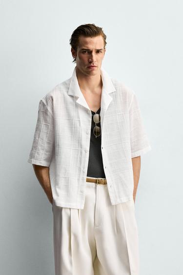 RELAXED FIT COTTON/LINEN SHIRT - White by Zara