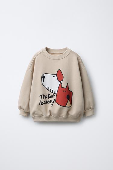 Zara PRINTED SWEATSHIRT - Light beige