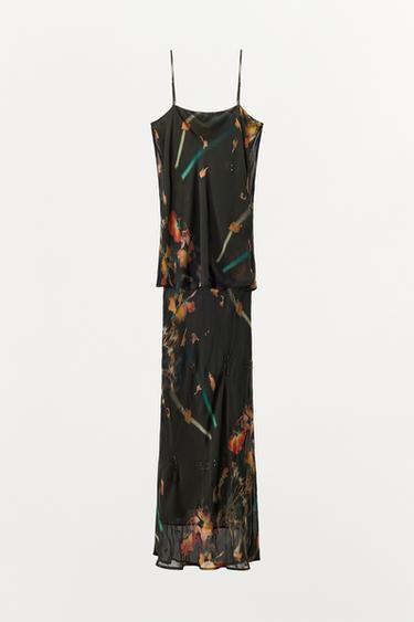 BEADED PRINTED CAPE DRESS - Black by Zara - Image 5