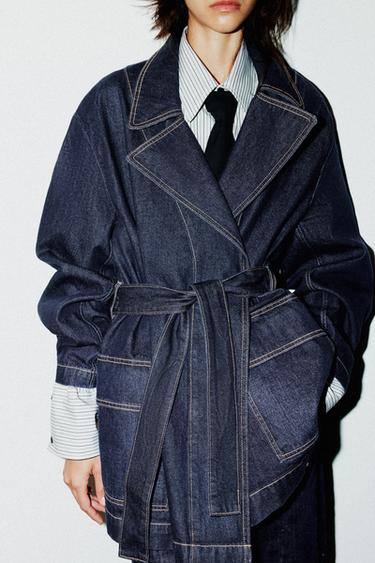 TRF DENIM SHORT TRENCH COAT - Dark indigo de Zara - Image 1