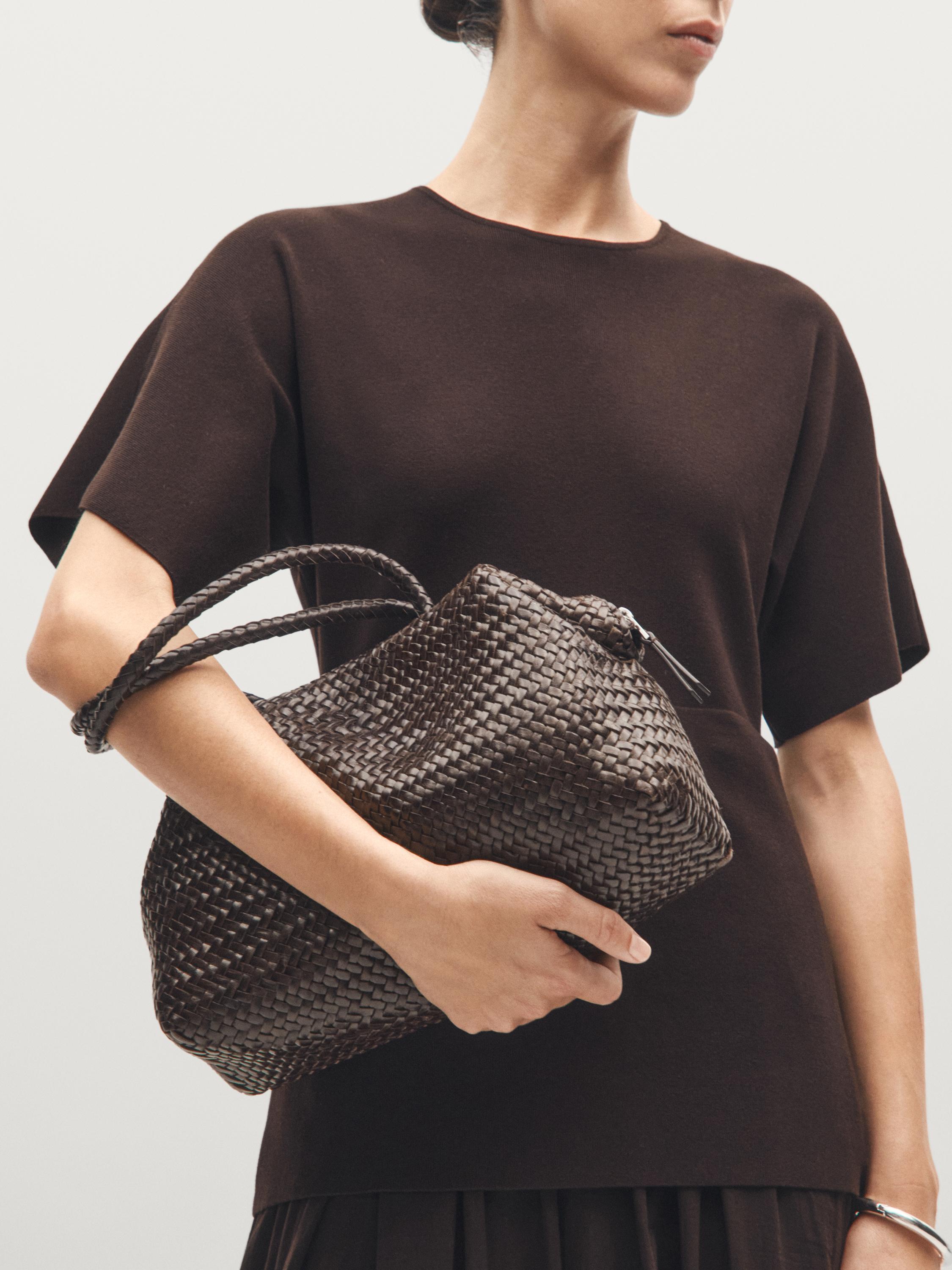 Sac satchel tressé en cuir nappa