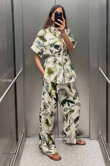 PRINTED STRAIGHT-CUT TROUSERS - Multicoloured by Zara