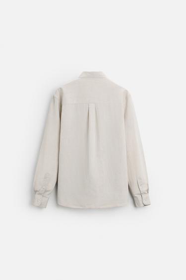CHEMISE EN LIN ET COTON - Beige clair de Zara - Image 5