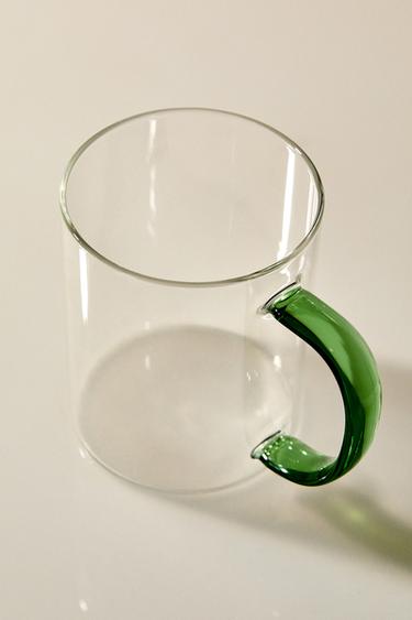 Zara BOROSILICATE GLASS MUG WITH COLORED HANDLE - Green